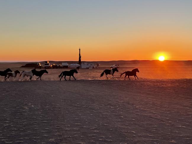 Elixir Energy drilling for gas in the Gobi Desert. Picture: Supplied.