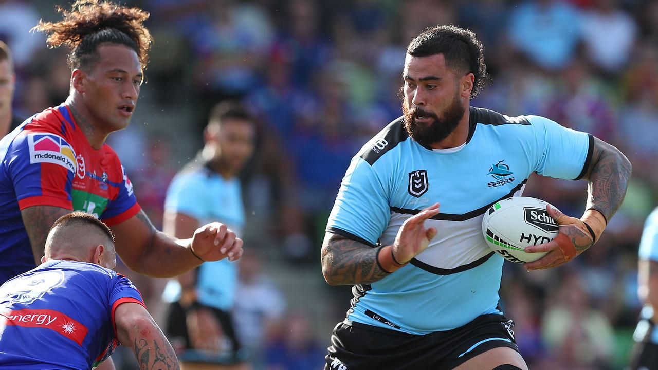 Andrew Fifita of the Cronulla Sharks could go large against the Knights on Friday night. Picture: Tony Feder/Getty Images