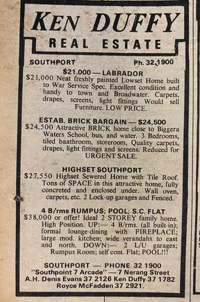 Real Estate prices haven’t been this cheap in a long time. Gold Coast Bulletin old advertisements. July 1975