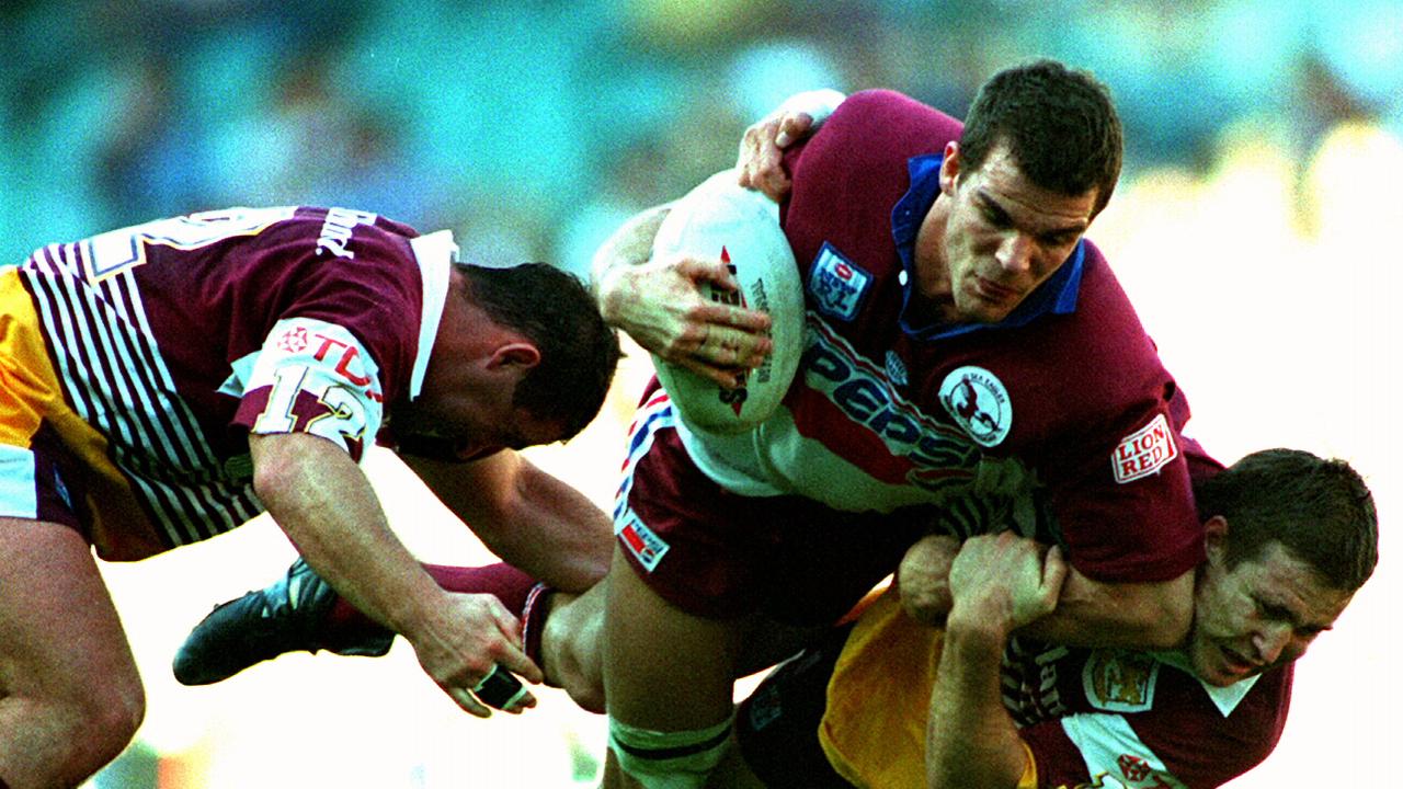 Ian Roberts in action for Manly against Brisbane in 1994.