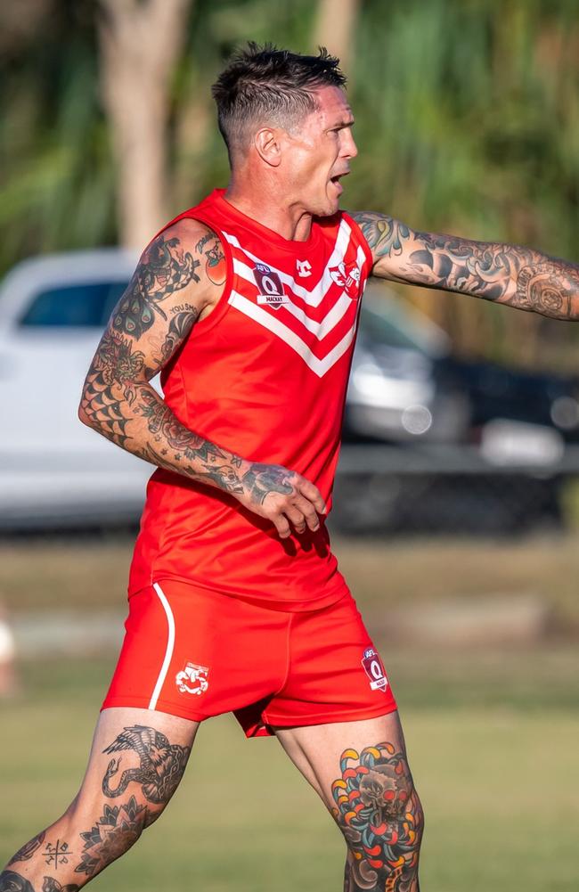 Eastern Swans vs North Mackay Saints in the AFL Mackay 2024 grand final at Bakers Creek. Picture: Daniel McLean Photography