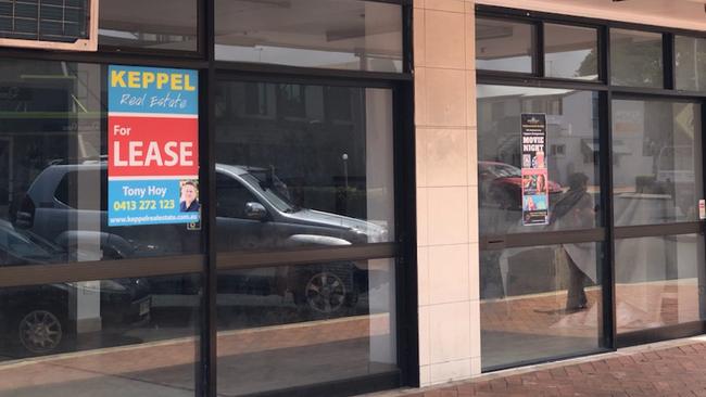 Vacant shop fronts in Yeppoon's main street on November 5, 2022.