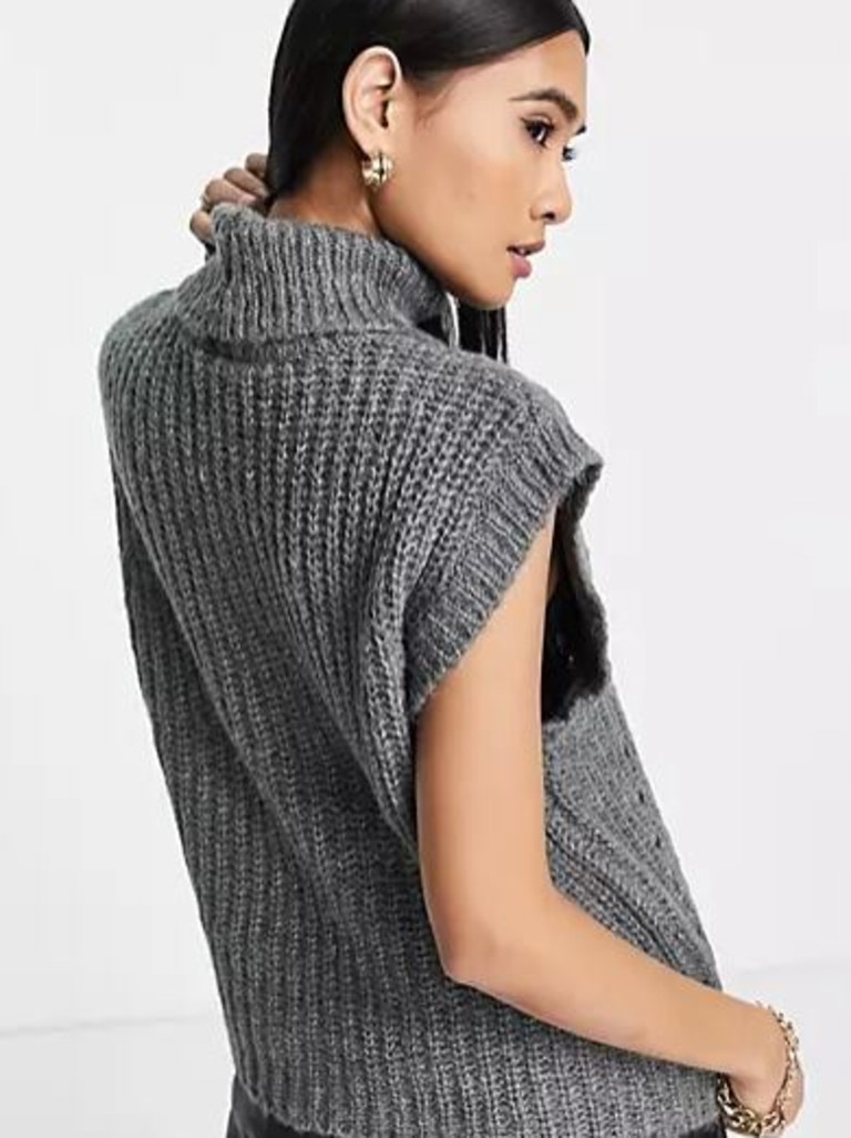 Vila knitted singlet with roll neck in grey. Picture: ASOS.