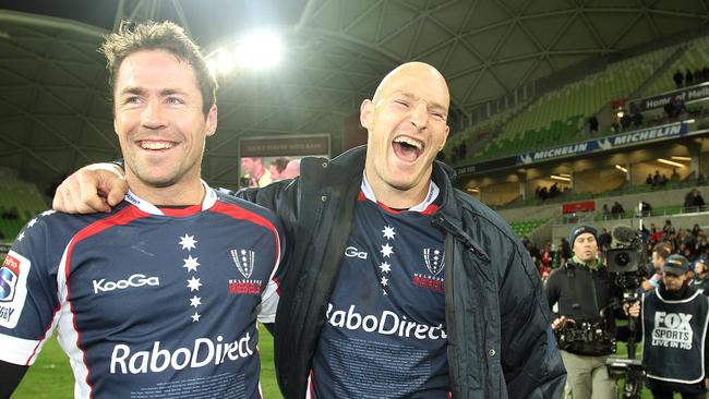 Julian Huxley and Stirling Mortlock put the Emus and Norths players through their paces on Saturday morning in a combined club training session.