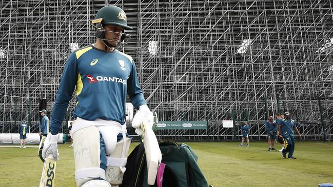 Usman Khawaja looks to regain some form in the nets. Picture: Getty Images