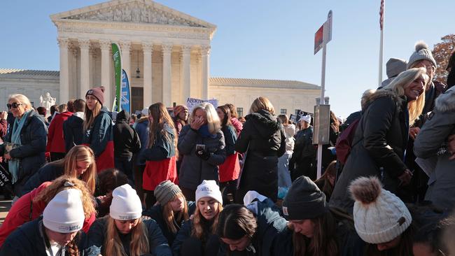 Students from Liberty University protest in front of the US Supreme Court. Picture: Getty Images