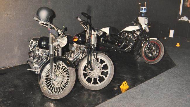 Motorcycles inside the Finks clubrooms at Salisbury.