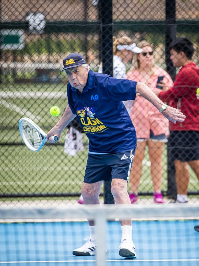 Mr Young put up a fight against world No. 15 Jannik Sinner – and even won the last point. Picture: Tom Huntley