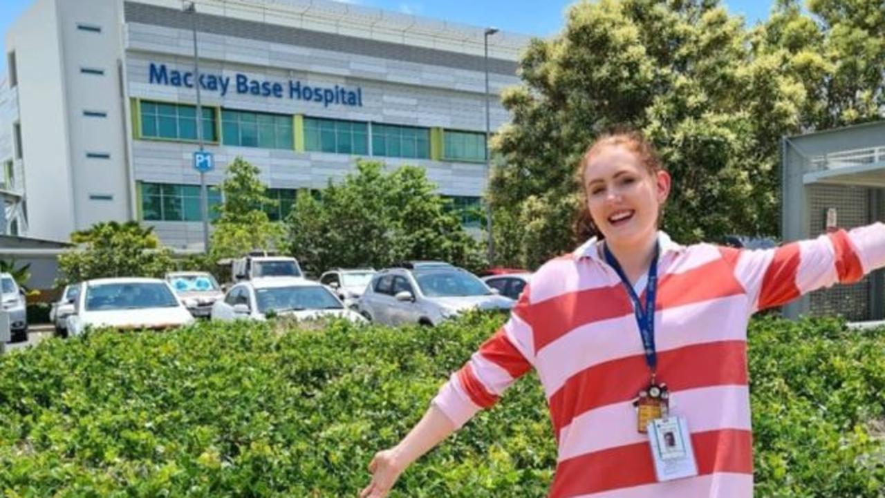 Remi Sayre outside the Mackay Base Hospital on her final day of medical school.