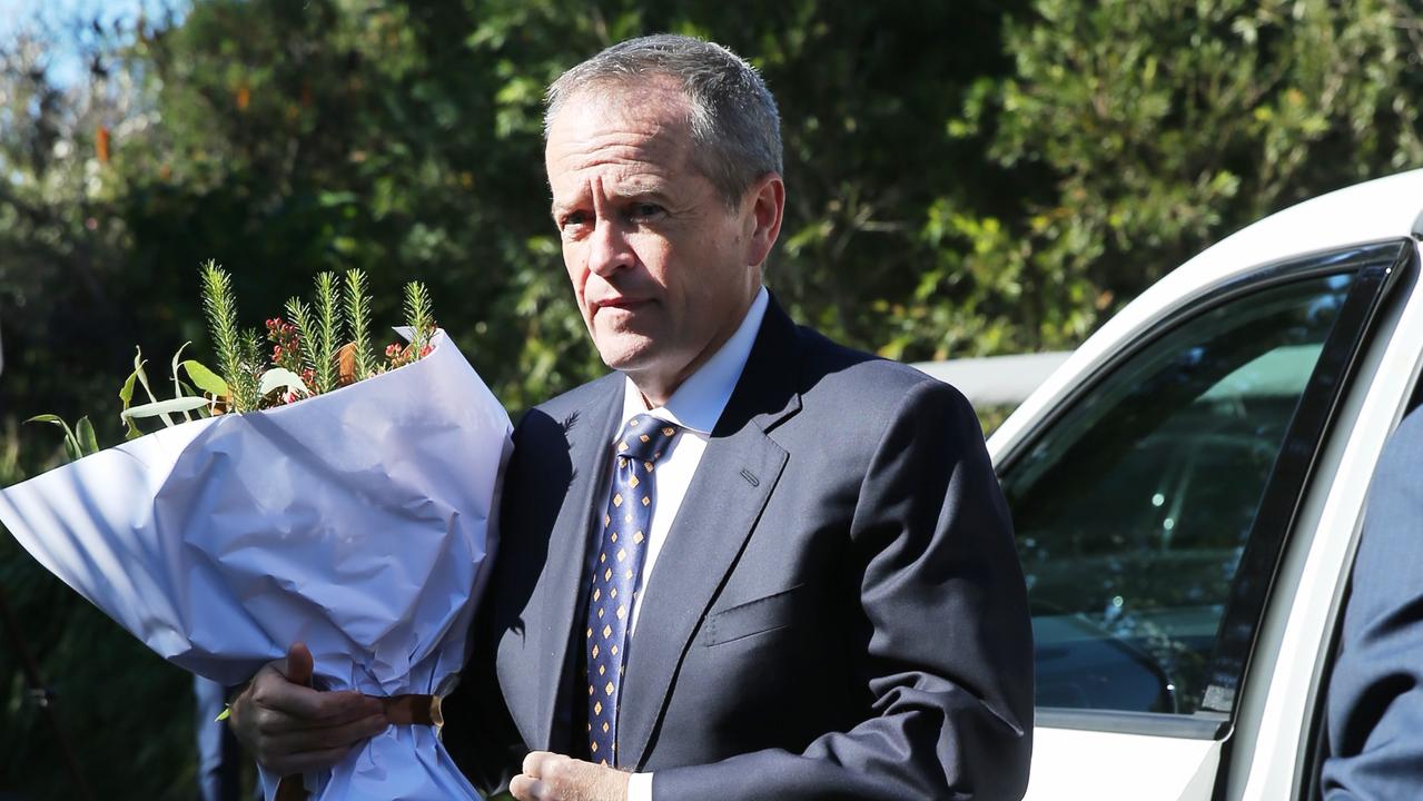 Bill shorten arrives at Bob Hawke’s home today. Picture: John Grainger