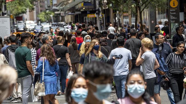 Crowds at the Pitt St Mall during Boxing Day sales. Picture: Monique Harmer