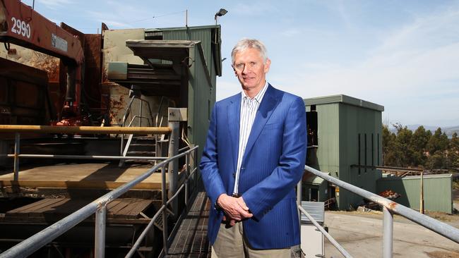 Graeme Wood at the former mill site who is the owner of Spring Bay Mill at Triabunna. Launch of Spring Bay Mill at Triabunna.