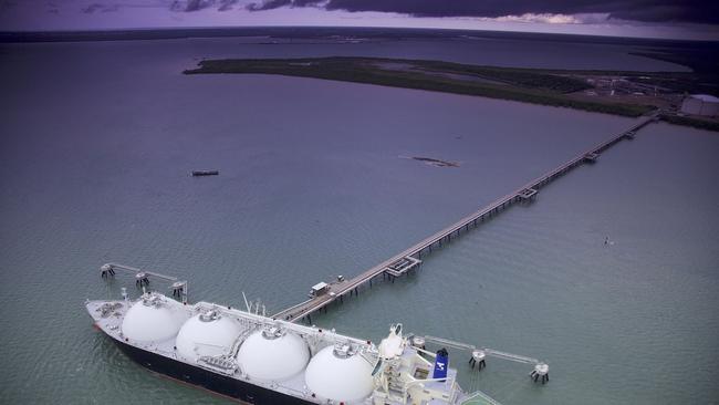 Aerial shots of first 'large' offtake tanker at LNG terminal Darwin, Northern Territory, Australia. Picture: Supplied