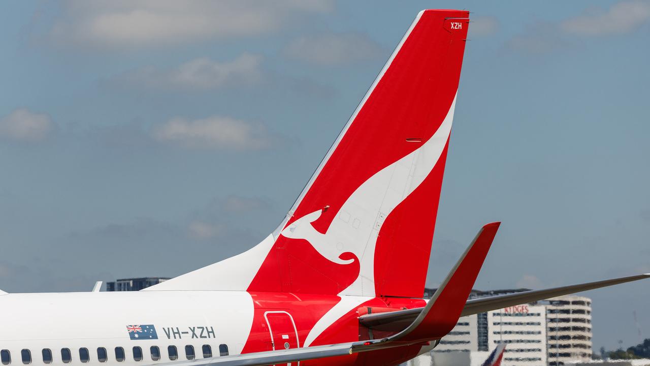 The two passengers were taken to hospital after their Qantas flight from Sydney to Brisbane experienced turbulence. Picture: NewsWire / David Swift