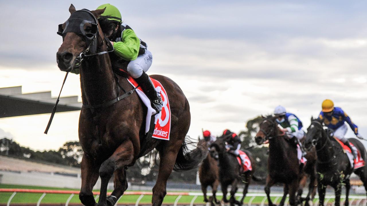 Sir Kalahad ridden by Carleen Hefel wins the Ladbroke It! Handicap  at Ladbrokes Park Hillside Racecourse on June 12, 2021 in Springvale, Australia. (Brett Holburt/Racing Photos)