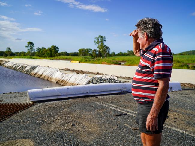 Kuttabul retiree Glen McKay is furious about the condition of the Bruce Highway. He is pictured on January 21 at the floodproofing works at Calen, just north of Kuttabul, where January rainfalls caused the highway to be closed. Picture: Heidi Petith