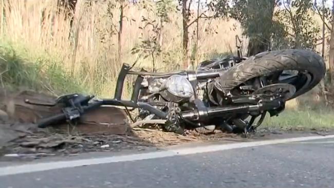 A motorcyclist has died after colliding with a ute on Tippett Rd at Millbrook. Picture: 7NEWS