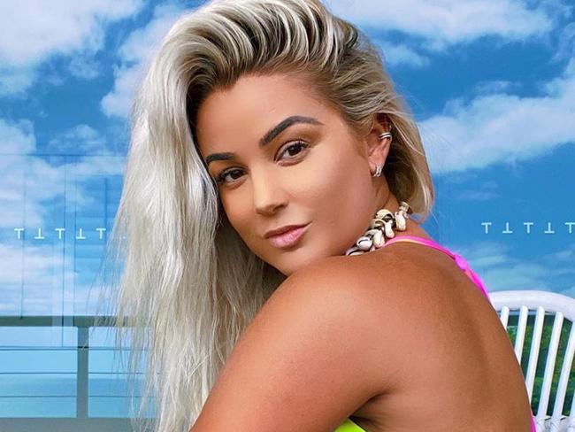 Bikini model flaunts booty ‘flaws’. Picture: Instagram / Karina Irby