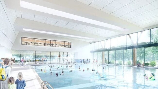 Artist impression of the Adelaide Football Club plan for the Adelaide Aquatic Centre in the North Parklands.