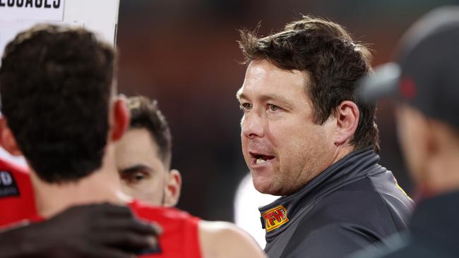 Stuart Dew during the Round 17 match between the Power and Suns at Adelaide Oval. Photo by Sarah Reed/AFL Photos via Getty Images