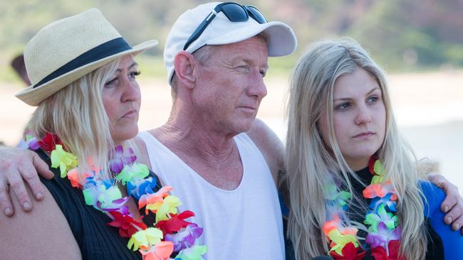 Lachlan’s devastated family arranged the big tribute to their son. Photo: Paul Lemlin