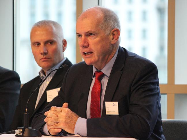 Dairy Australia Situation and Outlook breakfast, right, Mick Keogh, Agricultural Commissioner with the ACCC. Left, Rene Dedoncker, managing director of Fonterra.