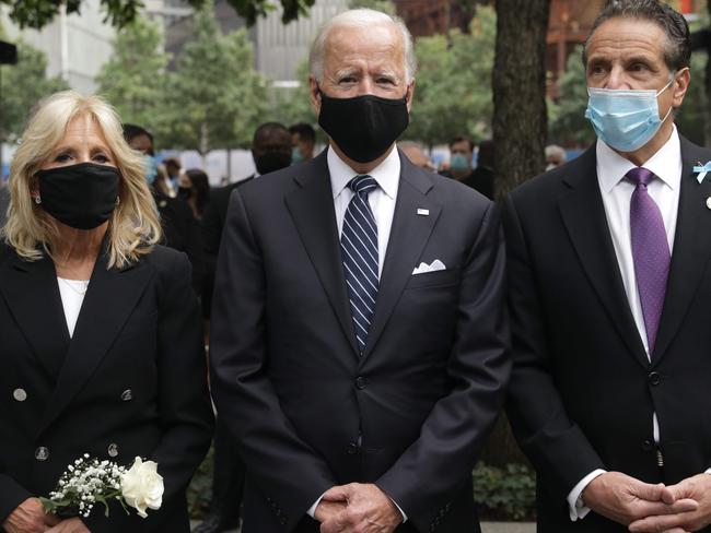 Democratic presidential candidate Joe Biden, with wife Jill Biden and New York Governor Andrew Cuomo. Picture: AMR ALFIKY / POOL / AFP.