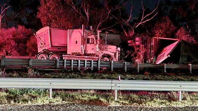 Port Wakefield Rd is currently closed for northbound traffic, at the intersection with Port Gawler Rd, after a truck and car collided. Picture: Facebook
