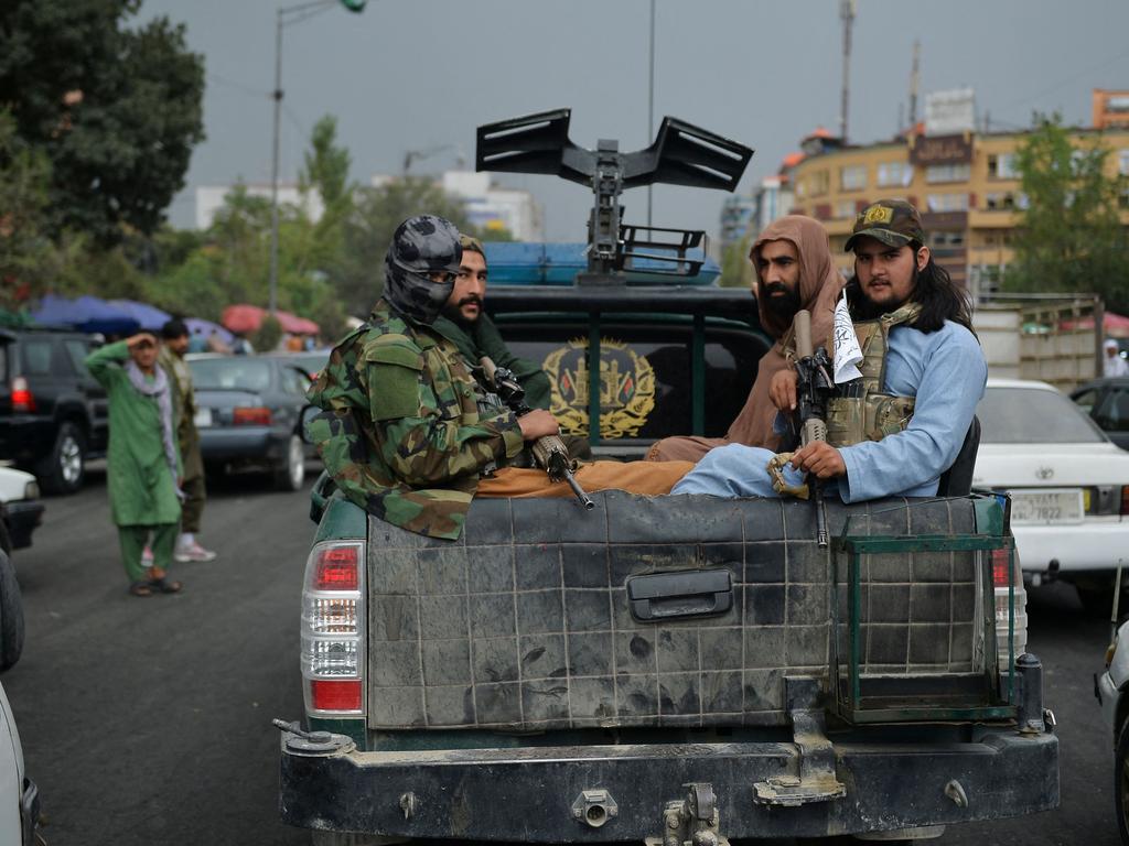 Taliban fighters patrol the streets of Kabul. Picture: AFP