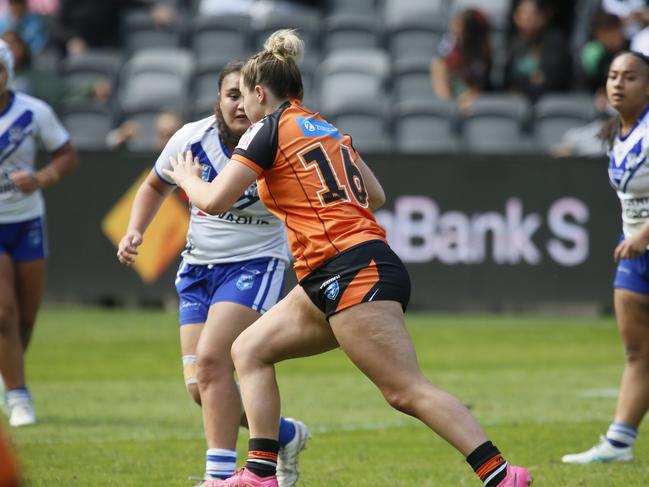 Hayley Firman hits it up for the Tigers. Picture: Warren Gannon Photography