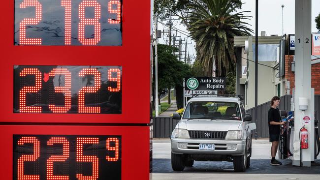 Surging oil and gas prices in part caused by Russia’s invasion of Ukraine led to petrol prices well above $2 per litre. Picture: Tony Gough