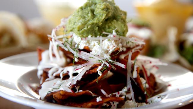 Chilaquiles roja, or authentic Mexican nachos.