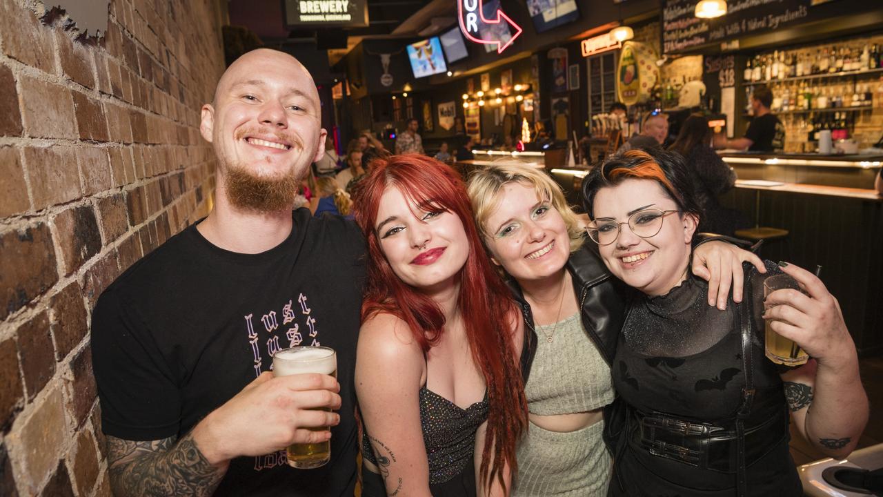 On New Year's Eve at Bone Idol bar are (from left) Anthony Smith, Haylie Wilkinson, Tori Crook and Mickey Berry, Sunday, December 31, 2023. Picture: Kevin Farmer