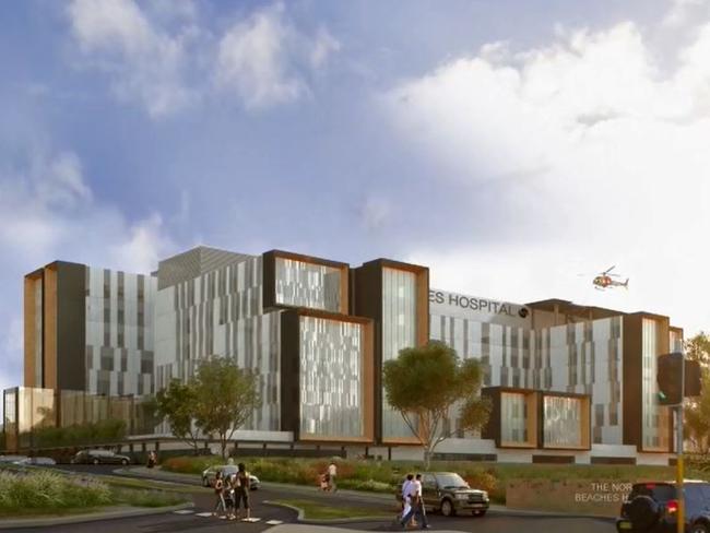 An artists impression of the Northern Beaches Hospital.