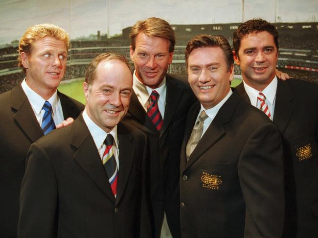 McGuire (front right) might get the chance to call the game with former sparring partner Tim Lane (front left).