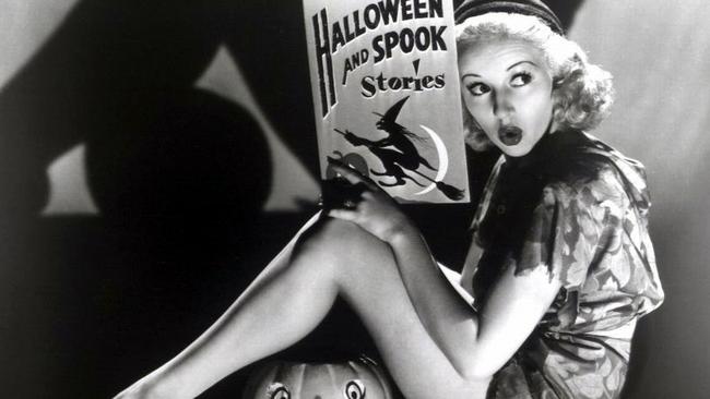 Hollywood star Betty Grable in a 1938 pic promoting Halloween. Public domain