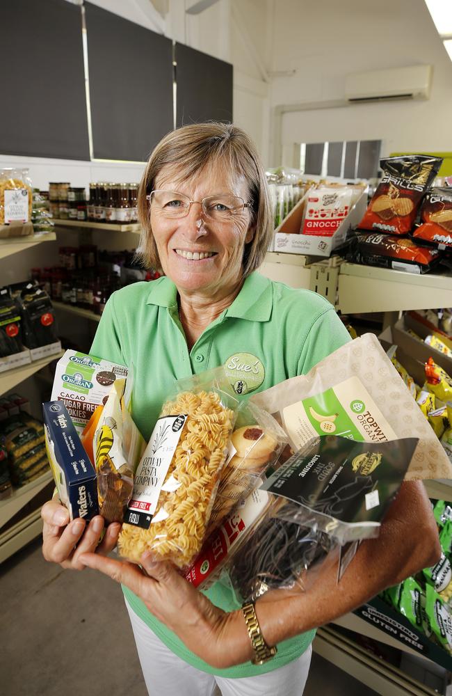 Sue Greene, who owns Sue’s Gluten Free grocery store at Dayboro, says it’s vital that consumers trust the products they buy are genuine. Picture: AAP/Josh Woning