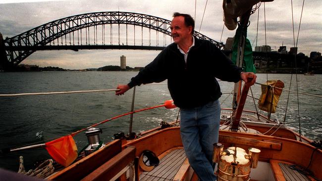 Ian Kiernan relaxing on his yacht in Sydney Harbour in 1998.