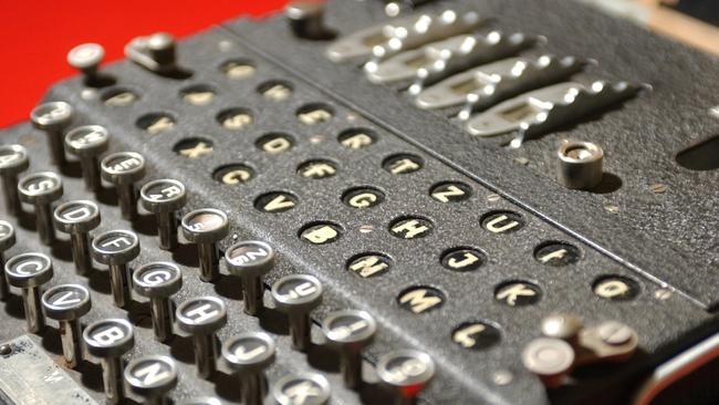 A World War II German Enigma encoding machine that the cryptographers at Bletchley Park decoded.