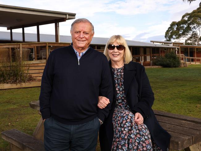 Property billionaires, Sam and Christine Tarascio, at their Pt Leo Camp named Chabad. With their philanthropic business partner Moshe Khan, it has been developed into a major Jewish retreat centre which is based at Shoreham on the Mornington Peninsula in Melbourne. Picture: Ian Currie