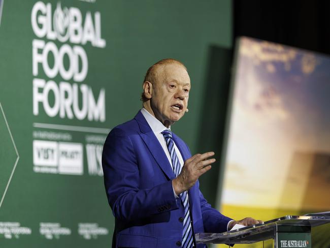 17th July 2024 Visy Chairman Anthony Pratt speaking at the Global Food Forum in Brisbane. Photo: Glenn Hunt / The Australian