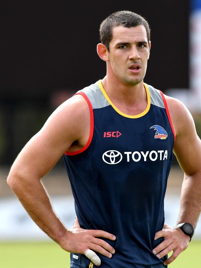 Captain Taylor Walker at Crows training at Thebarton Oval in December. Picture: Tricia Watkinson