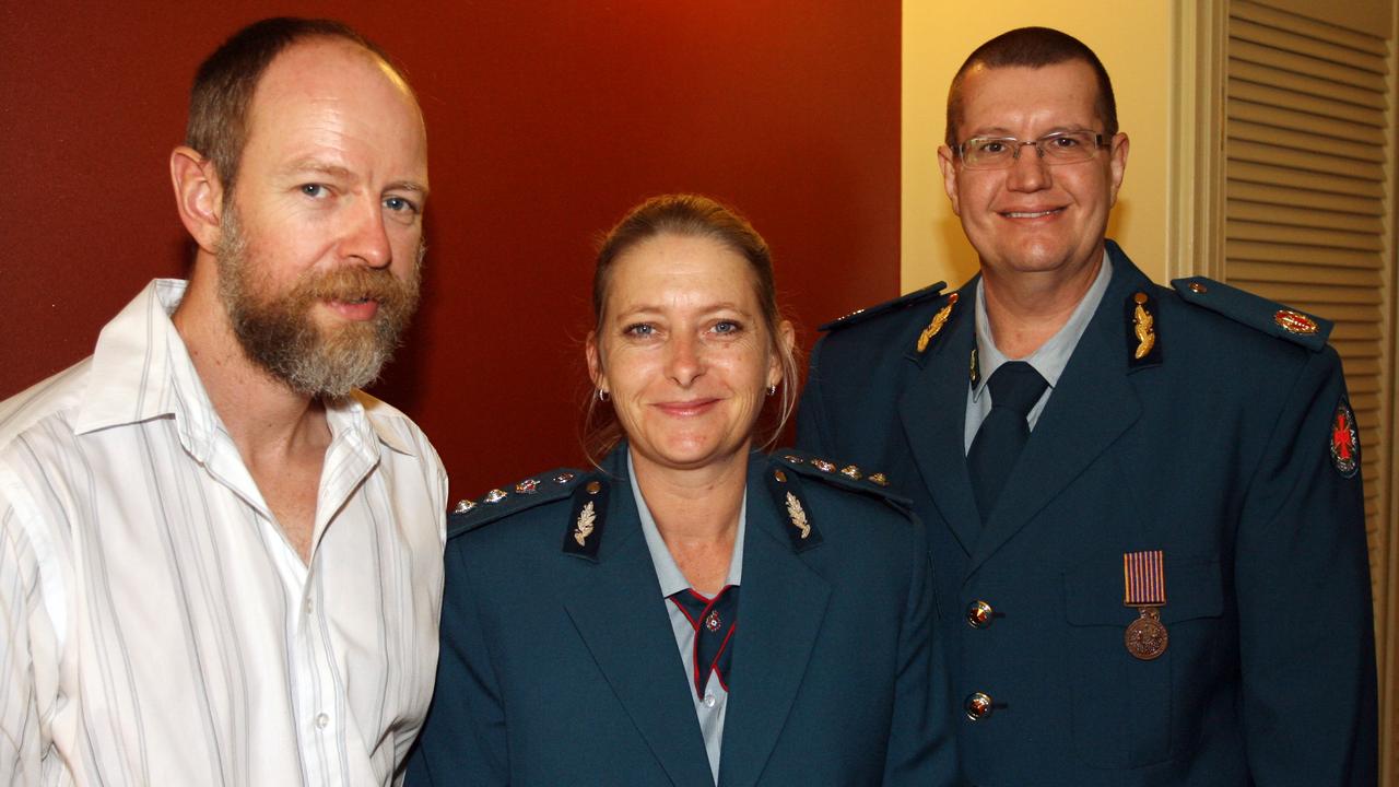 Phil Baxter, Michelle Baxter and Peter Warrener at the QAS Meritorious Service Awards at Kershaw House, Rockhampton. Photo: Sharyn O'Neill