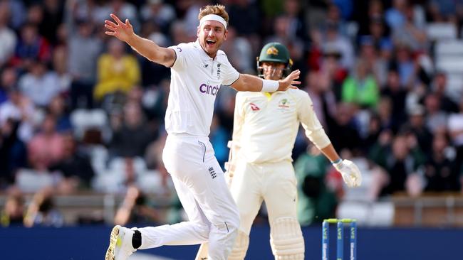 Stuart Broad was all smiles after the wicket of Todd Murphy. Picture: Getty Images