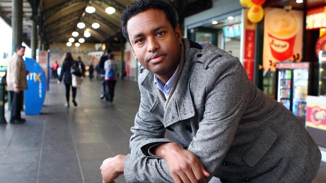 Somali born youth worker Abdi Aden at Flinders St Station in Melbourne.