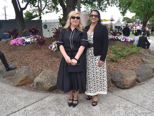 Guests in striking racewear at Penfolds Derby Day at the Flemington Racecourse on Saturday, November 02, 2024: