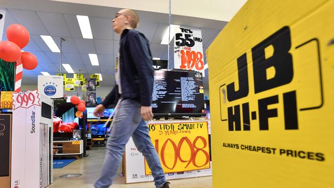 Stores such as JB Hi-Fi have become a target for the thieving teen gangs.