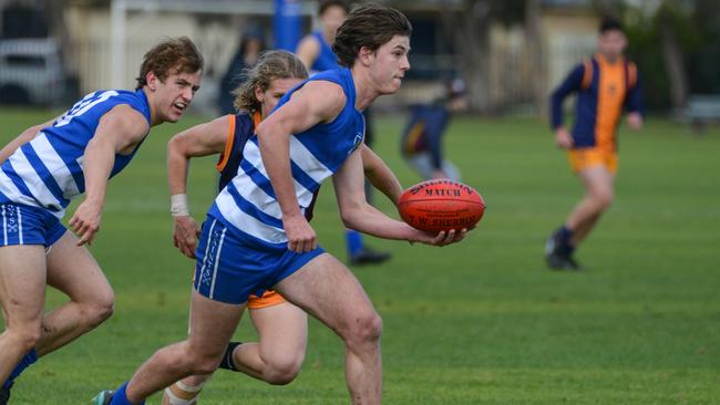 St Peter’s star Malachy Carruthers in action during the round five college football clash against St Michael’s. Picture: Brenton Edwards