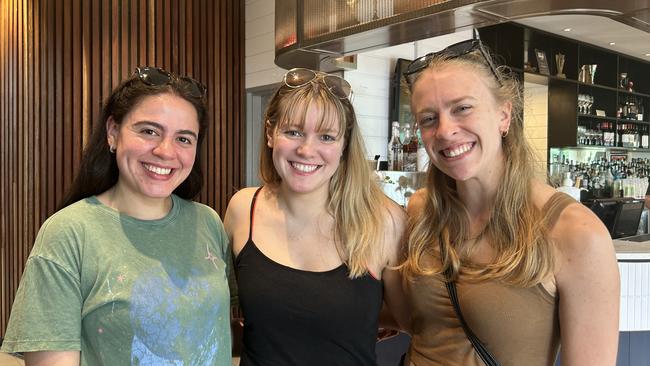 American fans Alana Stull, Adriana Ramirez and Samantha Coffler at Accor Stadium ahead of Taylor Swift’s final Sydney show on the Era's tour. Photo: Tileah Dobson