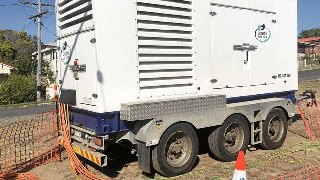 Ergon installed a generator in Kerr Park on Sunday. Picture: Jann Houley